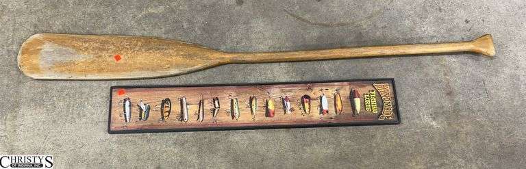 Large Wooden Ore and Fishing Lure Sign, Largest 60" image