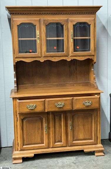 Oak Tanbark 2pc China Hutch Base 44x20x32", Overall 72" image
