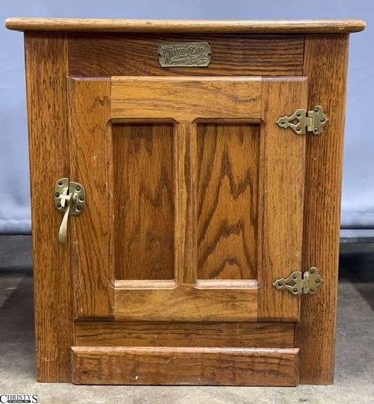 Wooden White Clad Ice Chest Style Cabinet 22x17x24 Showing Wear image