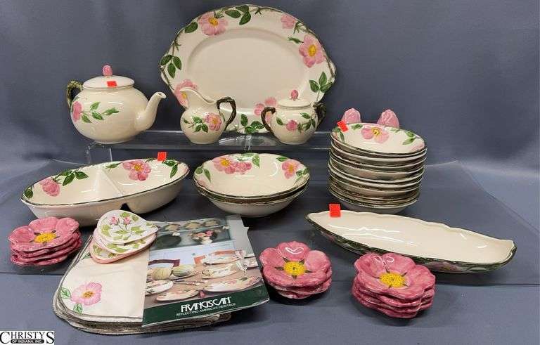 Franciscan Desert Rose Bowls, Teapot, Napkins, Serving Dishes - 14" of largest - Approx 32 pieces image