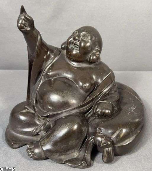 Chinese Laughing Buddha Statue - 7" x 6" image