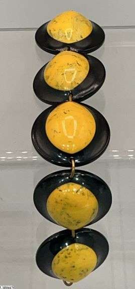 Bakelite Bracelet Ebony, and Butterscotch Marbled 7" image