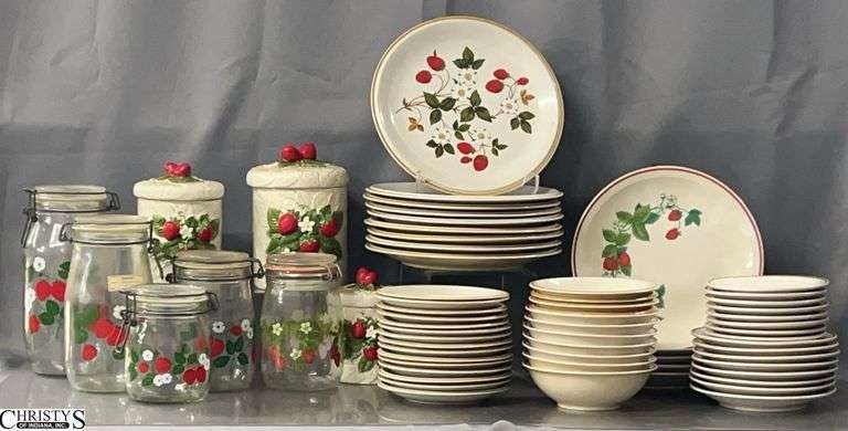 Strawberry Motif Dishes and Storage Canisters - 10" of tallest - Approx 60pcs image