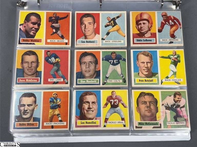 1957 Topps Football Card Set- Only missing No. 119 and 138.  With Complete Replica Set, as Well For Those Missing From the Original Set image