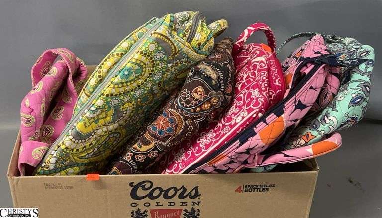 6 Vera Bradley Ladies Handbags - 13" x 11" of largest - some wear/damage image