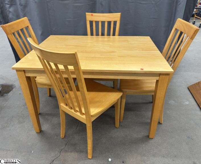 Natural Finish Dining Table 48x36x31" and 4 Side Chairs 17x17x40 Tall To Back Seat 18" image