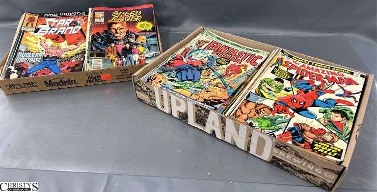 2 Flats Marvel & DC Comic Books. Shows some wear, paper loss. image
