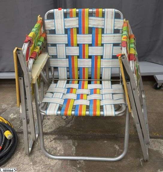 3 Aluminum Strapped Chairs, With Dry Rot image