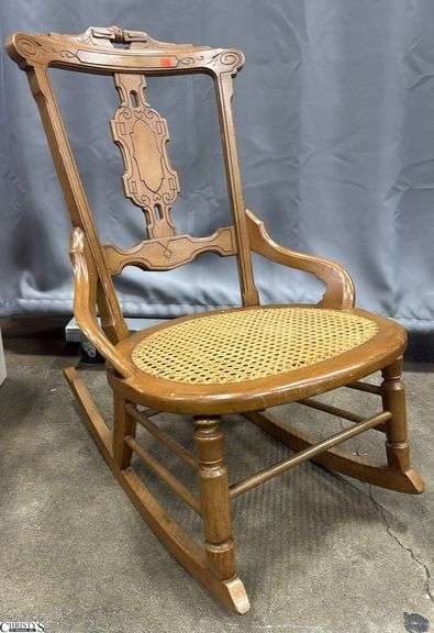 Cane Seat Hip Rest Rocking Chair 21.5x29x14" Seat image