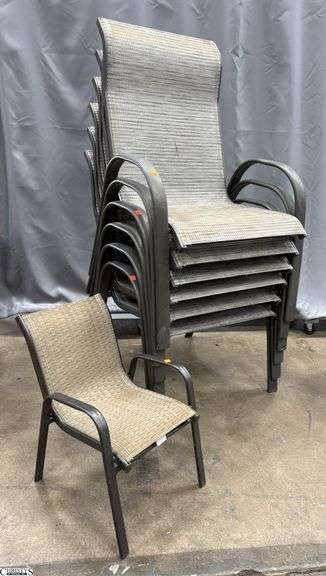 6 Outdoor Chairs 25x19x40" Tall To Back, 1 Youth Chair 11" Seat image