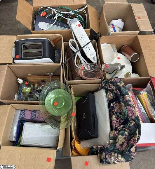 Corning Ware, Kitchen Items, Toaster, UV Reactive Glassware Some Chips, Office Supplies, Wires, Stoneware Dishes image