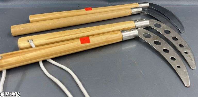 4 Japanese Kamas Martial Arts Hand Weapons 15" of each image