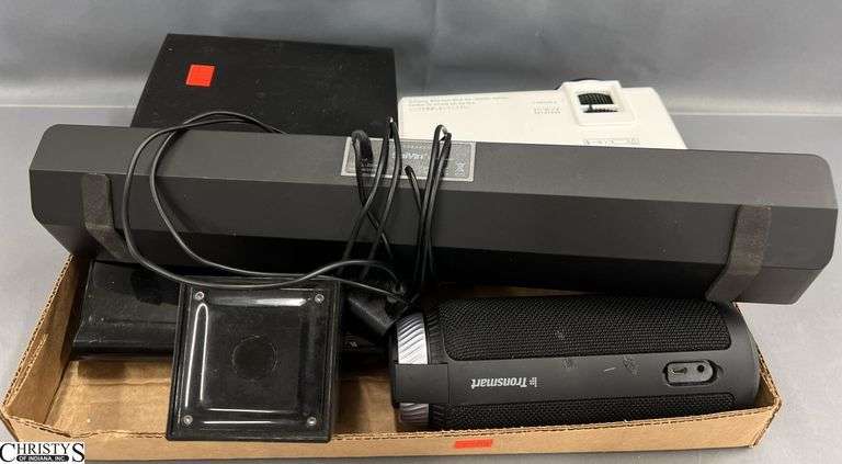 Tronsmart Blue Tooth Speaker, DRJ Projector, Saiyin Speaker, Insignia Portable DVD Player, Misc. Missing cords, etc. image