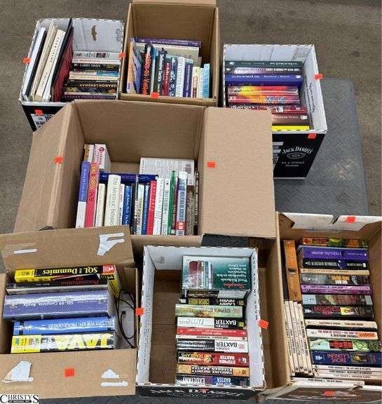 7 Boxes Sci Fi, Martial Arts, Self Help, Misc Genre Books. SKID NOT INCLUDED. image