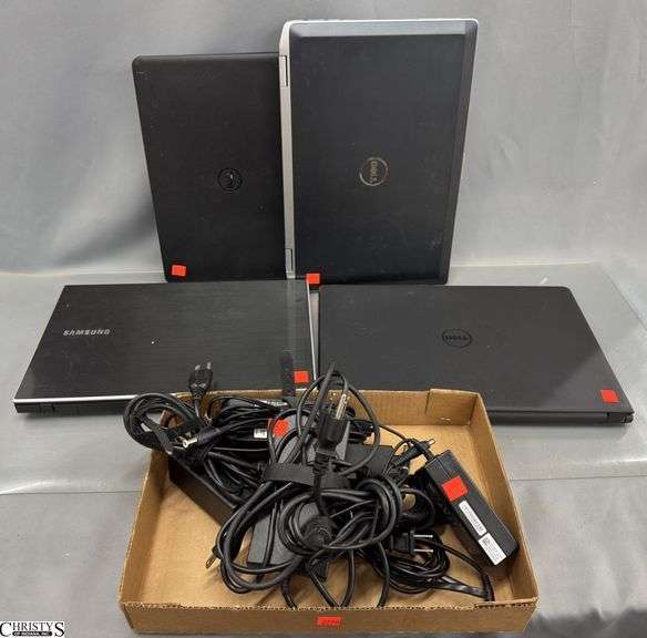4 Laptops, Dell & Samsung. Untested Unknown Internal Components or Working Conditions. AS-IS image