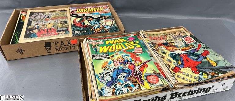 2 Flats Marvel & DC Comic Books. Shows some wear, paper loss. image