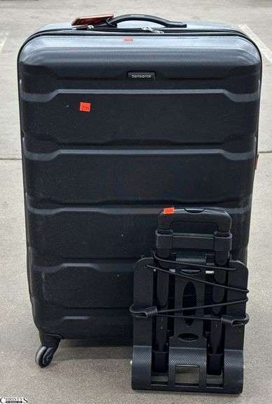Samsonite Hard Sided Suitcase and Small Dolly. 30" of suitcase. image
