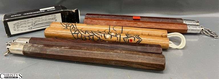 4 Pairs of Nunchucks Martial Arts Hand Weapons 12" of handle. image