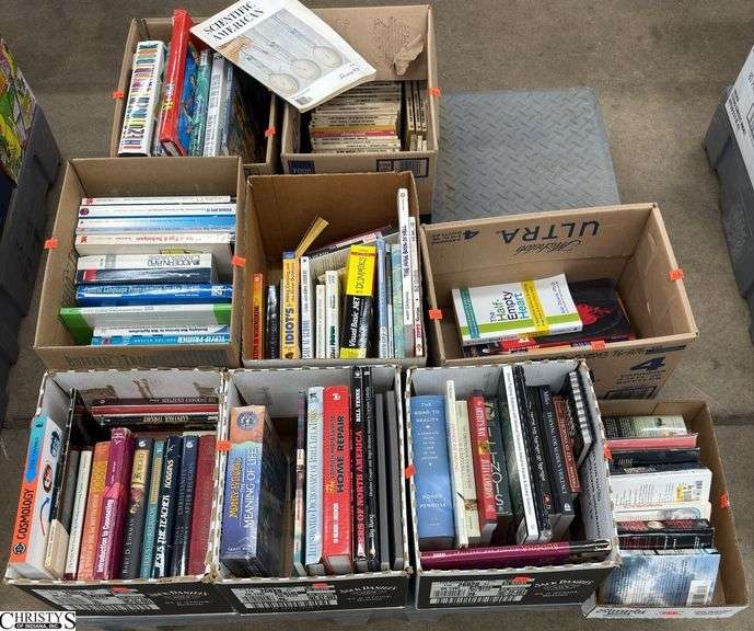 9 Boxes Marital Arts, Sci Fi, Art, Misc Genre Books. SKID NOT INLCUDED. image