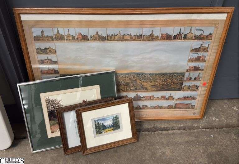 Indiana Historical Society Framed View or Indianapolis 38x25 image