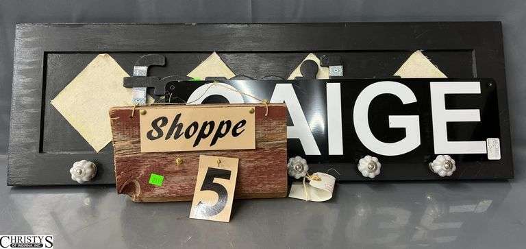Family Coat Hook Sign, CAIGE Metal Sign, Shoppe, Largest 35.5"x11" image
