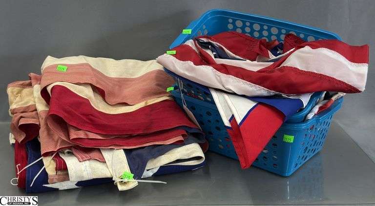 American Flags, Outdoor, Some Staining Largest 9ftx55" Tall image