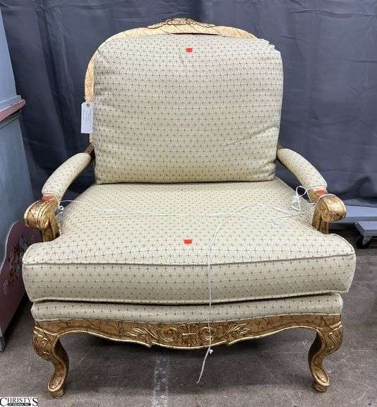 Upholstered Bergere Chair. Upholstrey may be Kravet. 34" x 29" x 42" - 19" seat. image