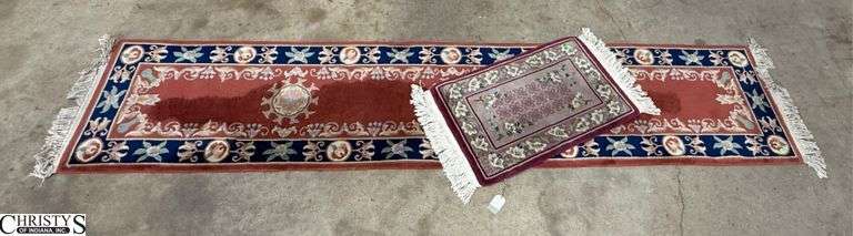 2pcs Runner Rug, Needs Cleaned 11ft 7"x30" and Throw Rug 24"x36" image