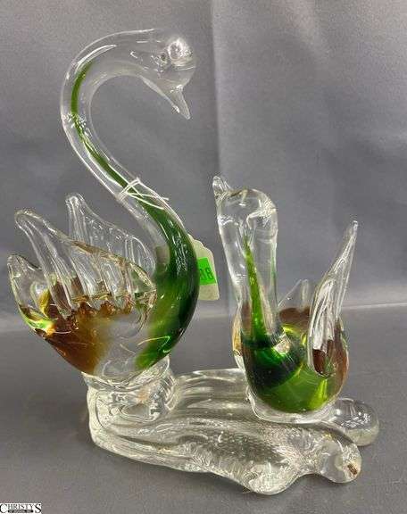 Art Glass Swans 8.5" image