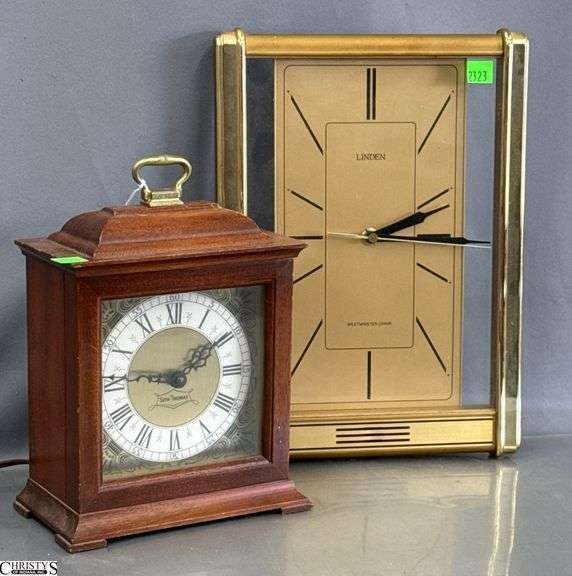 2 Clocks, Seth Thomas Mantle, and Gold Electric Largest 13x10" image