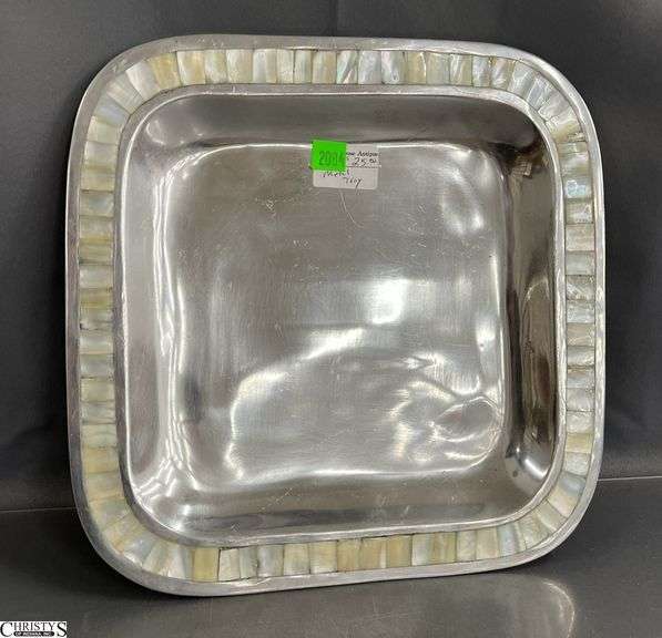 Metallic Tray With Mother Of Pearl Accents, 12x12" image