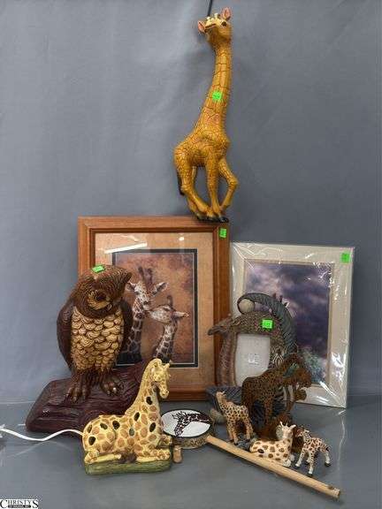 Owl Statue Some Chips, Giraffe Decor, Prints, Some Damage, Owl 11x13" image