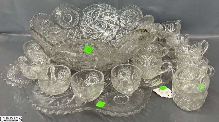 Clear Punch Bowl, Tray and Cups, Tray 21" image