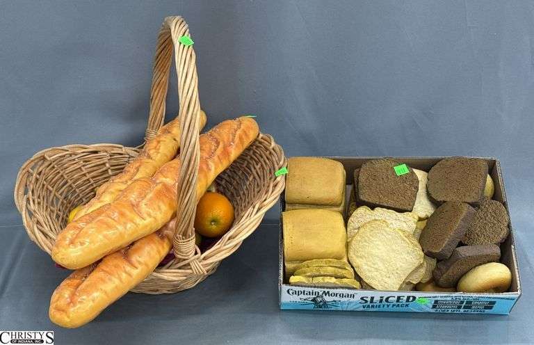 Faux Bread Loaves, Slices, Basket, Bagels image