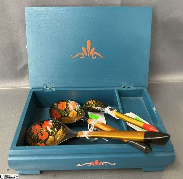 Hand Painted Russian Jewelry Box, Spoons image