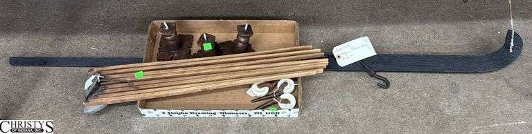 Primitive Balance Scale, Antique Castors, Drying Rack, Finials image