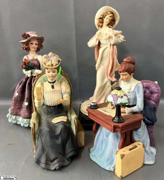 Capodimonte Lady Figurine 10.5", Ablee Award Figures, and Unmarked Lady image
