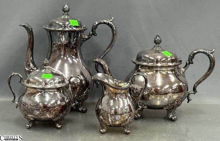 Silver Plate Tea, Coffee, Cream and Sugar image