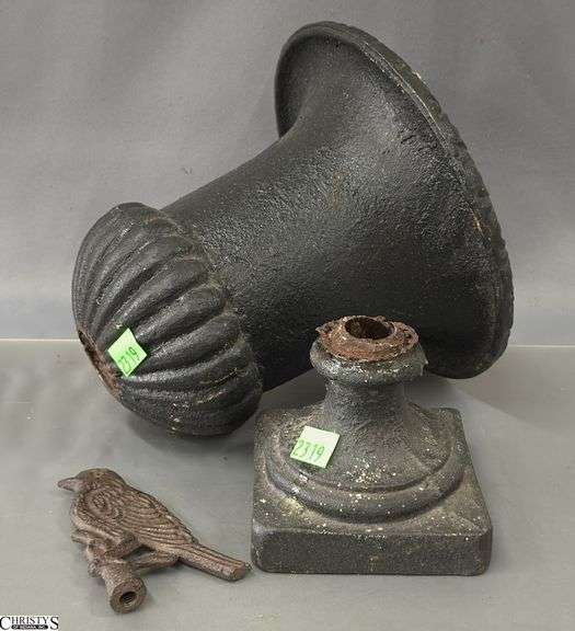 Damaged Cast Iron Urn and Finial, Urn 8.5" Across image