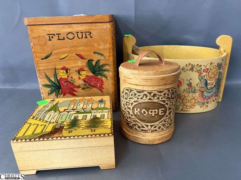 Wooden Boxes, Flour Canister, and Bean Spoon Largest 7x7x8" image