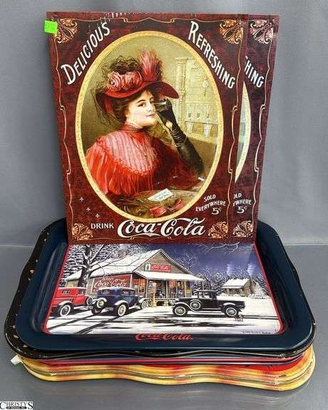 Approx 14 Metal Reproduction Advertising Trays and Signs image