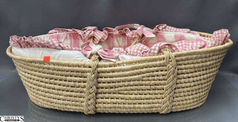 Woven Moses Style Baby Basket 32" x 18" x 18" - some wear image
