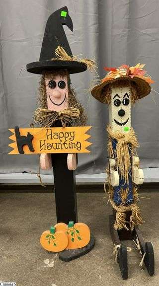 Wooden Craft Decor, Witch and Scarecrow image