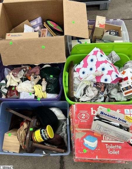 Boxed Lots, Bi-pot, Toy Cars, Soft Bunnies, Totes, Cameras, Figurines image