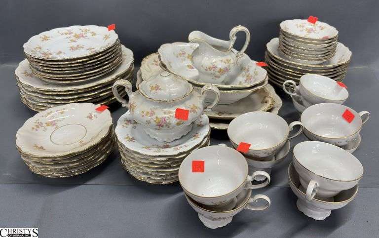 Johann Haviland Bavarian China - Approx 60pcs - Some chipping throughout - 10" of largest plate image