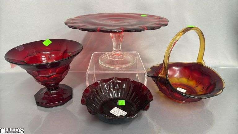 Ruby Red and Amberina Glass, Cake Stand Largest 11x4.5" image