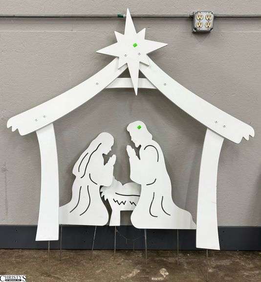 Wooden Yard Manger Scene, 54" Tall image