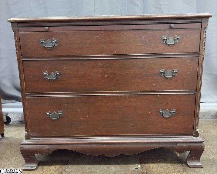 Write Away Mahogany 3 Drawer Chest - 36" x 19" x 30" - finish wear, scuffing image