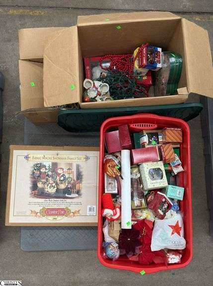 Boxed Lots, Totes With Boxes Of Ornaments Some Empty, and Other Holiday Decor, Parts Could Be Missing image