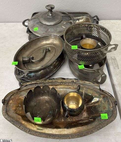 Silverplate Trays, Casserole Bases, Parts and Pieces - 15" of largest image